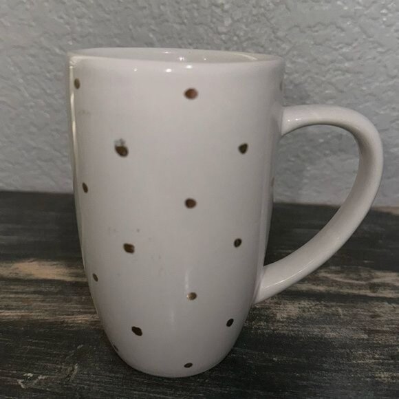unbranded Other - Gold Polka Dot White Ceramic Mug